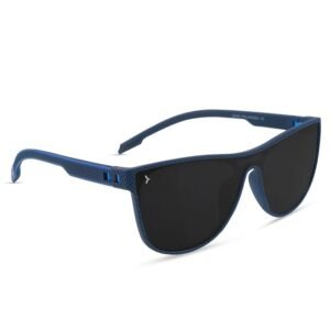 Eyewearlabs KAEN | Polarized Full Rim Rectangular Branded Stylish Sunglasses For Men & Women | 100% UV Protection Shades | Cricket Sports Cycling Driving | Black Lens | Medium | Krew Blue
